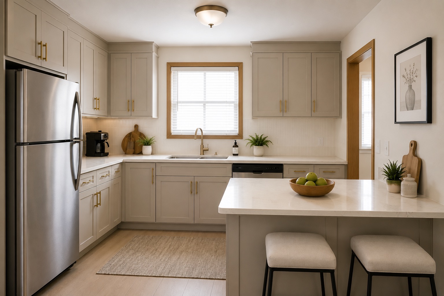 Finished Edmonton kitchen after custom cabinet renovation by Corecut Cabinets
